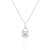 Colar Cadeado Cravejado Cristal Banhado a Prata Colar Cadeado Cravejado Cristal Banhado a Prata
