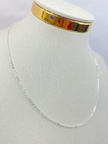 Colar Cadeado Diamantado 40cm com Extensora em Banho de Prata 925 - Semijoia com 50 Milésimos de Verniz Italiano - 1 Unidade