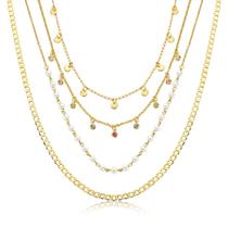 Colar Camadas Pearls &amp Shine com Revestimento em Ouro