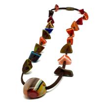 Colar Camurça Marrom De Resina Cascalho - Design Exclusivo