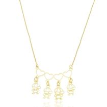 Colar Canga Coração Pingente 4 Meninos Banhado a Ouro 18K Colar Canga Coração Pingente 4 Meninos Banhado a Ouro 18K