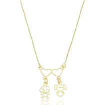 Colar Canga Coração Pingente Casal Banhado a Ouro 18K Colar Canga Coração Pingente Casal Banhado a Ouro 18K