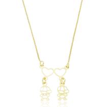 Colar Canga Coração Pingente Dois Meninos Banhado a Ouro 18K Colar Canga Coração Pingente Dois Meninos Banhado a Ouro 18K