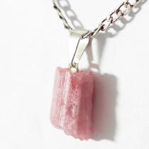 Colar Canudo de Turmalina Rosa na prata 950 Pino e Presilha Colar Canudo de Turmalina Rosa na prata 950 Pino e Presilha
