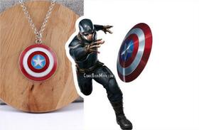 Colar Capitão América Escudo Marvel Vingadores Pingente Geek Nerd Acessório Filme Endgame