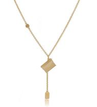 Colar Carta Abre e Fecha Pingente Fé Banho Ouro 18K