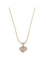 Colar Cartier 50Cm Coração Branco Letra R Banhado Ouro 18K