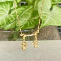 Colar Casal Cravejado com Zircônia Ref. 35.1462 banhada a ouro Dourado Colar Casal Cravejado com Zircônia Ref. 35.1462 banhada a ouro Dourado