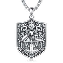 Colar CEKAMA Knights Templar Cross Joshua 1:9 em prata esterlina Colar CEKAMA Knights Templar Cross Joshua 1:9 em prata esterlina