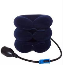 Colar Cervical Almofada Pescoço Inflável Viagem Azul