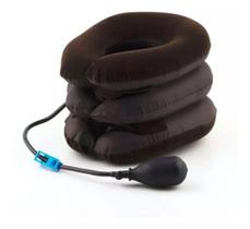 Colar Cervical Almofada Pescoço Inflável Viagem Marrom O2796