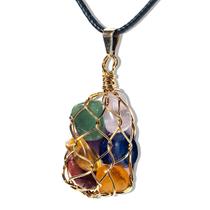 Colar Cesta com Pedras Do Chakras Dourado Pedra Natural