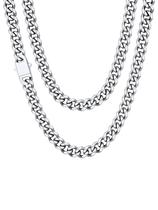 Colar ChainsHouse Cuban Link Chain em aço inoxidável prateado Colar ChainsHouse Cuban Link Chain em aço inoxidável prateado