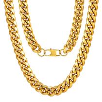 Colar ChainsPro Cuban Chain para homens 14 mm 66 cm banhado a ouro 18k