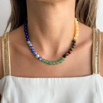 Colar Chakras em Pedras Naturais de 8 mm com Design Exclusivo