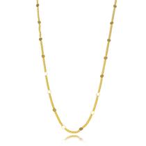 Colar chapas redondas lisa folheado de ouro 18k