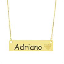 Colar Chapinha Coração Gravação Personalizada Nome Adriano Banhado Ouro 18K - 999006150