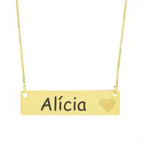Colar Chapinha Coração Gravação Personalizada Nome Alícia Banhado Ouro 18K - 999006230