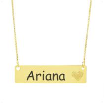 Colar Chapinha Coração Gravação Personalizada Nome Ariana Banhado Ouro 18K - 999006240 Colar Chapinha Coração Gravação Personalizada Nome Ariana Banhado Ouro 18K - 999006240