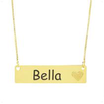 Colar Chapinha Coração Gravação Personalizada Nome Bella Banhado Ouro 18K - 999006247