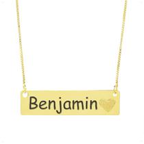 Colar Chapinha Coração Gravação Personalizada Nome Benjamin Banhado Ouro 18K - 999006161