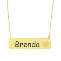 Colar Chapinha Coração Gravação Personalizada Nome Brenda Banhado Ouro 18K - 999006252