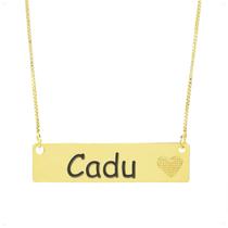 Colar Chapinha Coração Gravação Personalizada Nome Cadu Banhado Ouro 18K - 999006015