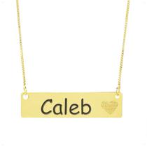 Colar Chapinha Coração Gravação Personalizada Nome Caleb Banhado Ouro 18K - 999006001