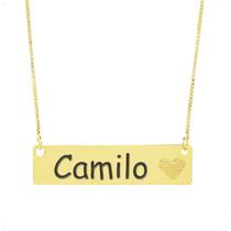 Colar Chapinha Coração Gravação Personalizada Nome Camilo Banhado Ouro 18K - 999006165