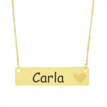 Colar Chapinha Coração Gravação Personalizada Nome Carla Banhado Ouro 18K - 999006256 Colar Chapinha Coração Gravação Personalizada Nome Carla Banhado Ouro 18K - 999006256