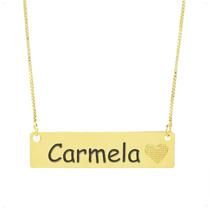 Colar Chapinha Coração Gravação Personalizada Nome Carmela Banhado Ouro 18K - 999006257 Colar Chapinha Coração Gravação Personalizada Nome Carmela Banhado Ouro 18K - 999006257