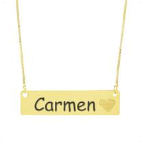 Colar Chapinha Coração Gravação Personalizada Nome Carmen Banhado Ouro 18K - 999006258 Colar Chapinha Coração Gravação Personalizada Nome Carmen Banhado Ouro 18K - 999006258