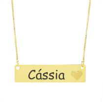Colar Chapinha Coração Gravação Personalizada Nome Cássia Banhado Ouro 18K - 999006261