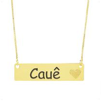 Colar Chapinha Coração Gravação Personalizada Nome Cauê Banhado Ouro 18K - 999006017