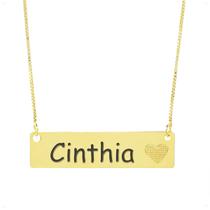 Colar Chapinha Coração Gravação Personalizada Nome Cinthia Banhado Ouro 18K - 999006266 Colar Chapinha Coração Gravação Personalizada Nome Cinthia Banhado Ouro 18K - 999006266