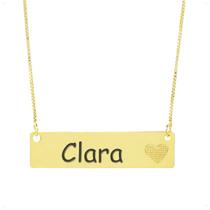 Colar Chapinha Coração Gravação Personalizada Nome Clara Banhado Ouro 18K - 999006267