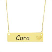 Colar Chapinha Coração Gravação Personalizada Nome Cora Banhado Ouro 18K - 999006271