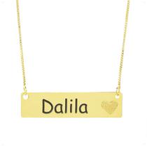 Colar Chapinha Coração Gravação Personalizada Nome Dalila Banhado Ouro 18K - 999006273