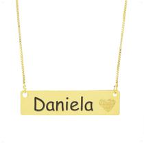 Colar Chapinha Coração Gravação Personalizada Nome Daniela Banhado Ouro 18K - 999006274 Colar Chapinha Coração Gravação Personalizada Nome Daniela Banhado Ouro 18K - 999006274