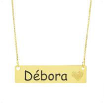 Colar Chapinha Coração Gravação Personalizada Nome Débora Banhado Ouro 18K - 999006278 Colar Chapinha Coração Gravação Personalizada Nome Débora Banhado Ouro 18K - 999006278