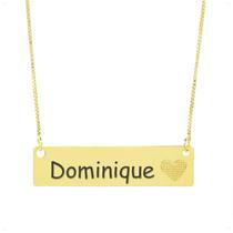 Colar Chapinha Coração Gravação Personalizada Nome Dominique Banhado Ouro 18K - 999006286 Colar Chapinha Coração Gravação Personalizada Nome Dominique Banhado Ouro 18K - 999006286