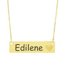 Colar Chapinha Coração Gravação Personalizada Nome Edilene Banhado Ouro 18K - 999006292 Colar Chapinha Coração Gravação Personalizada Nome Edilene Banhado Ouro 18K - 999006292