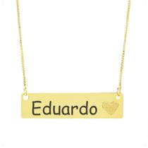 Colar Chapinha Coração Gravação Personalizada Nome Eduardo Banhado Ouro 18K - 999006178