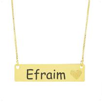 Colar Chapinha Coração Gravação Personalizada Nome Efraim Banhado Ouro 18K - 999006023 Colar Chapinha Coração Gravação Personalizada Nome Efraim Banhado Ouro 18K - 999006023