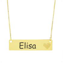 Colar Chapinha Coração Gravação Personalizada Nome Elisa Banhado Ouro 18K - 999006296