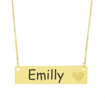 Colar Chapinha Coração Gravação Personalizada Nome Emilly Banhado Ouro 18K - 999006302