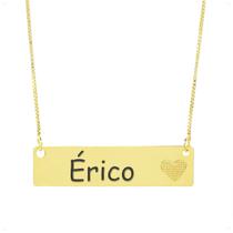 Colar Chapinha Coração Gravação Personalizada Nome Érico Banhado Ouro 18K - 999006183 Colar Chapinha Coração Gravação Personalizada Nome Érico Banhado Ouro 18K - 999006183