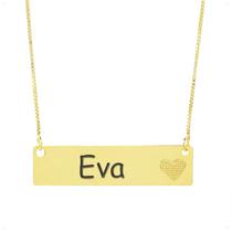 Colar Chapinha Coração Gravação Personalizada Nome Eva Banhado Ouro 18K - 999006309