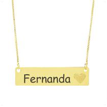 Colar Chapinha Coração Gravação Personalizada Nome Fernanda Banhado Ouro 18K - 999006317