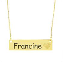 Colar Chapinha Coração Gravação Personalizada Nome Francine Banhado Ouro 18K - 999006324